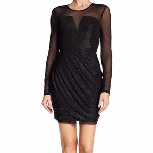 BCBGeration Sparkly Mesh Sleeve Cocktail Dress
